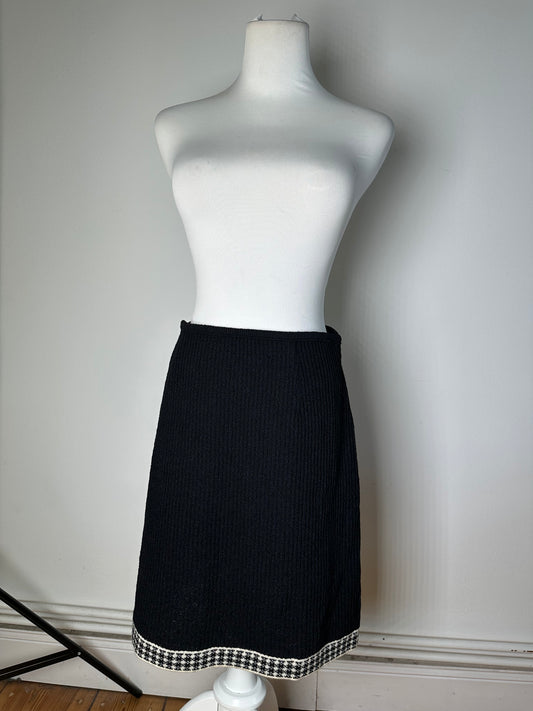 Vintage Dior Checked Cotton Blend Skirt Black White