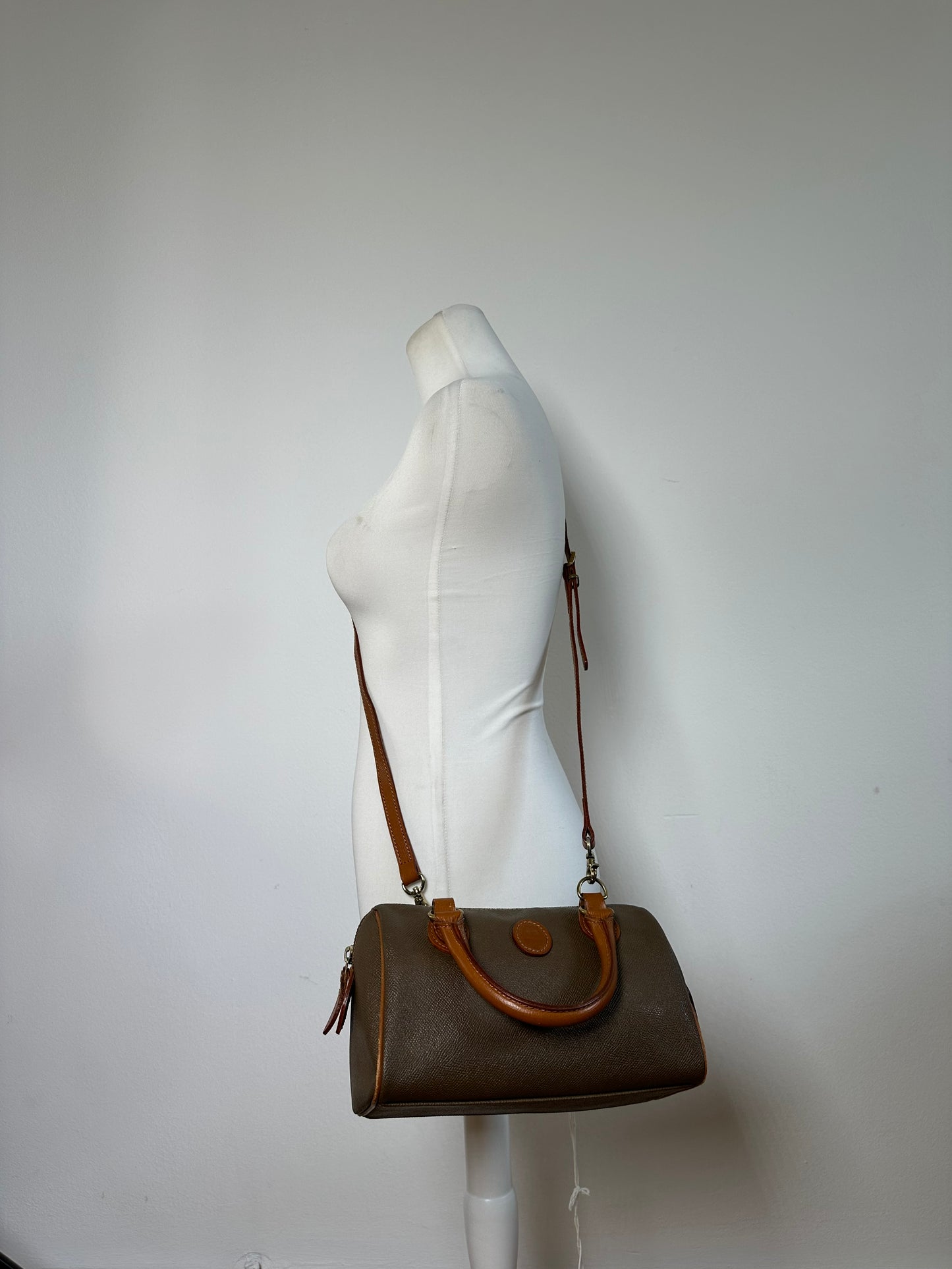Vintage Courreges Textured Leather Handbag Brown Gold