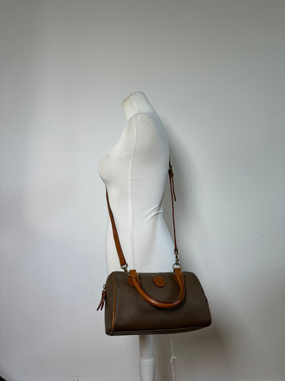 Vintage Courreges Textured Leather Handbag Brown Gold