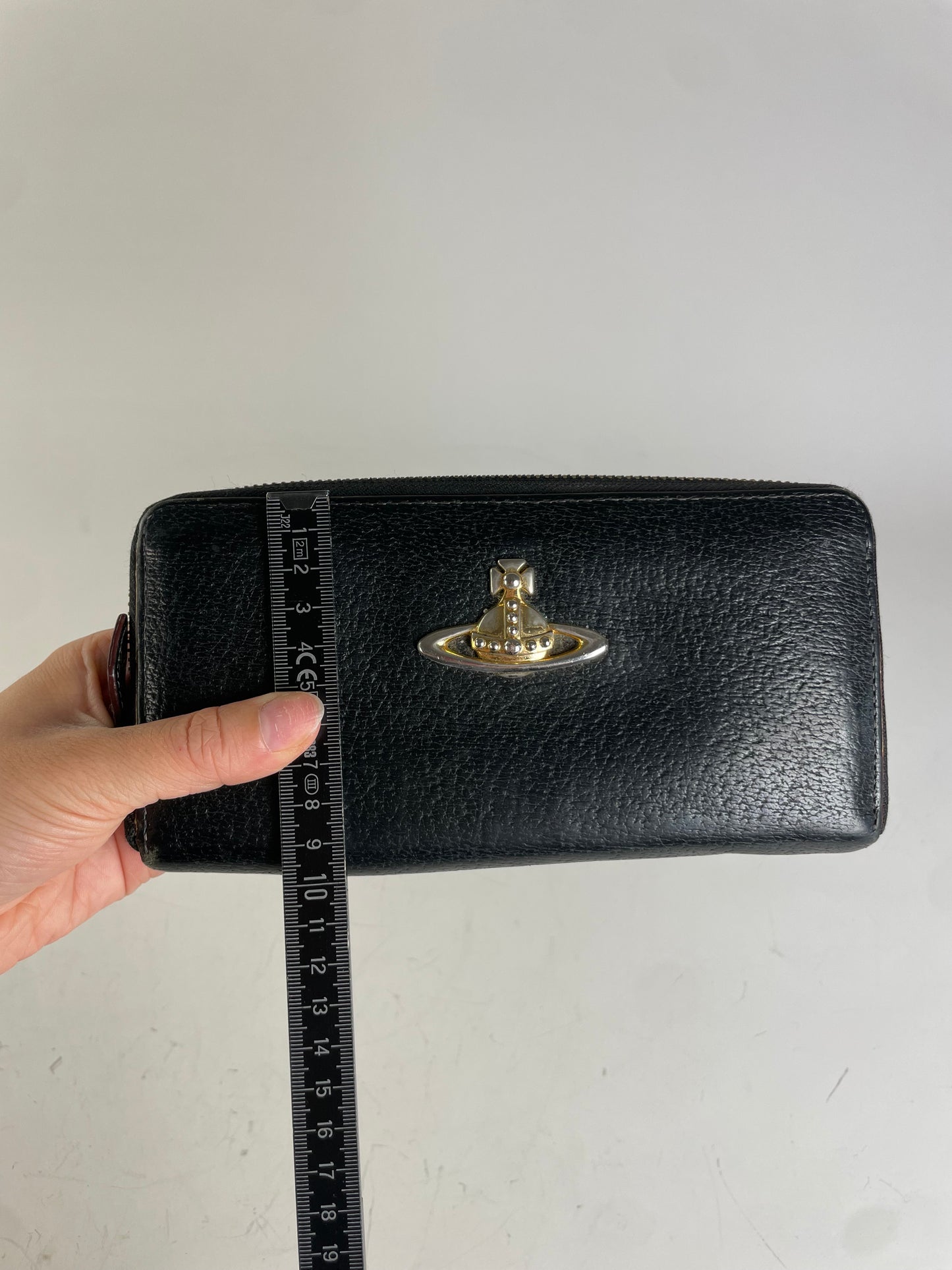 Vintage Vivienne Westwood Leather Wallet Black Gold Clasp