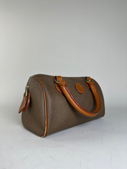Vintage Courreges Textured Leather Handbag Brown Gold