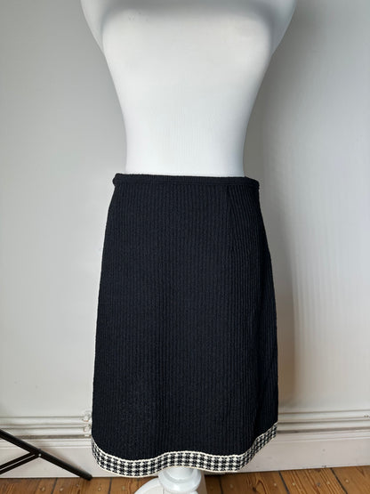 Vintage Dior Checked Cotton Blend Skirt Black White