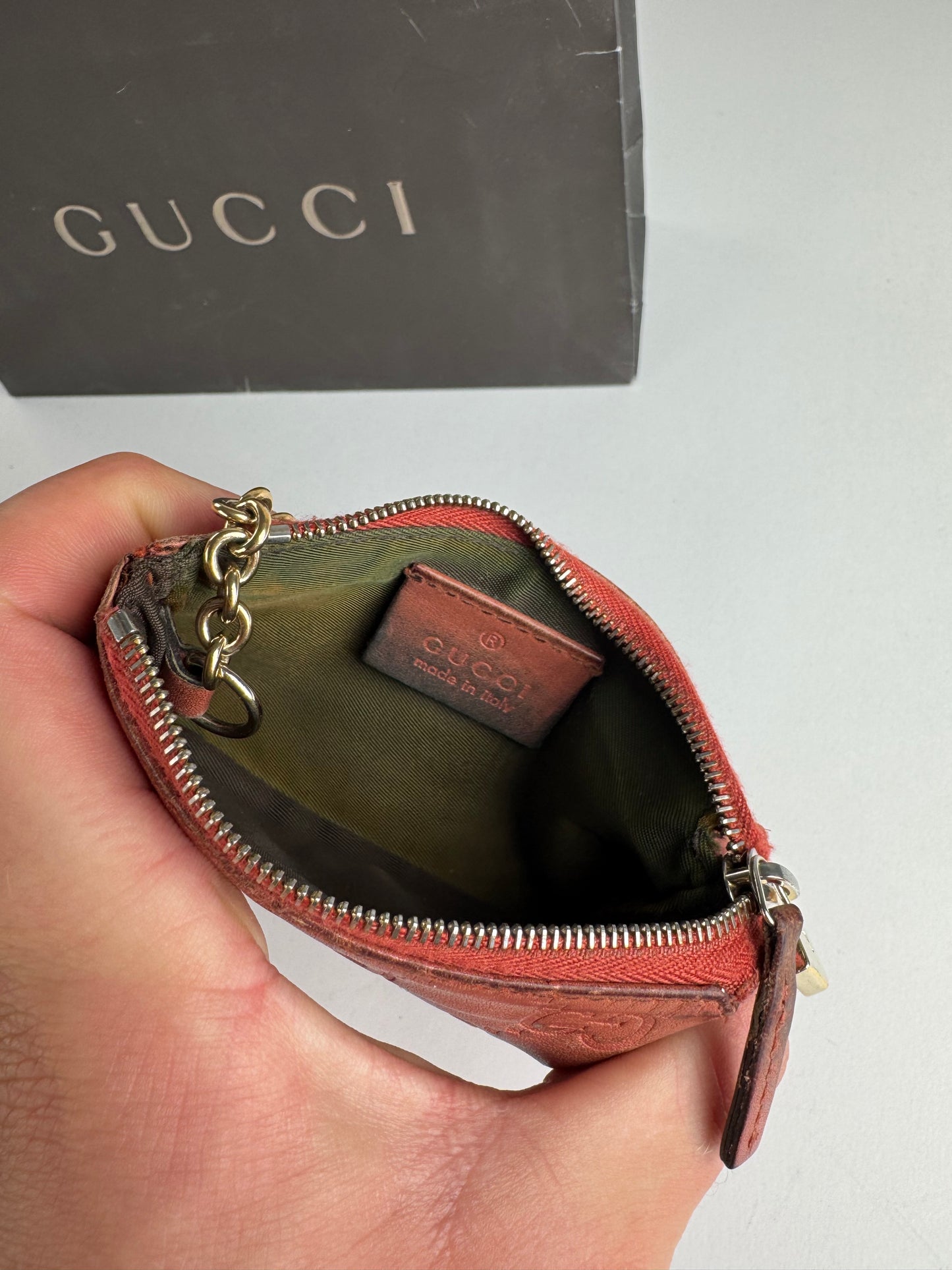 Vintage Gucci Monogram Key Holder Red