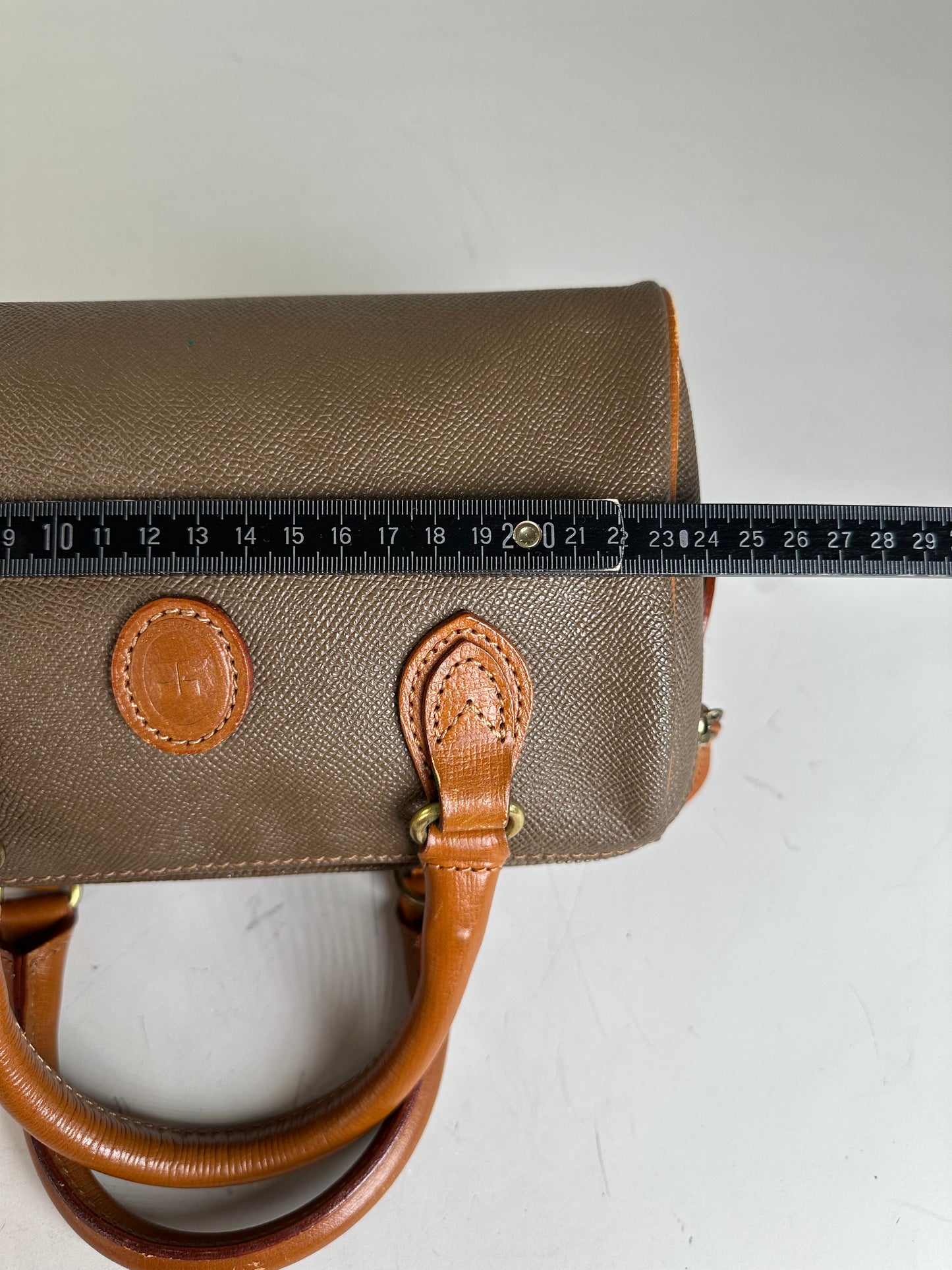 Vintage Courreges Textured Leather Handbag Brown Gold