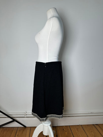 Vintage Dior Checked Cotton Blend Skirt Black White
