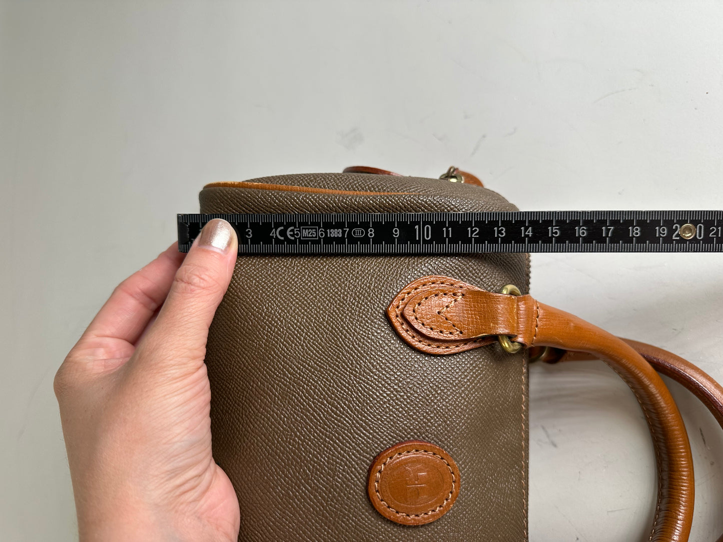 Vintage Courreges Textured Leather Handbag Brown Gold