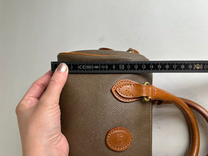 Vintage Courreges Textured Leather Handbag Brown Gold