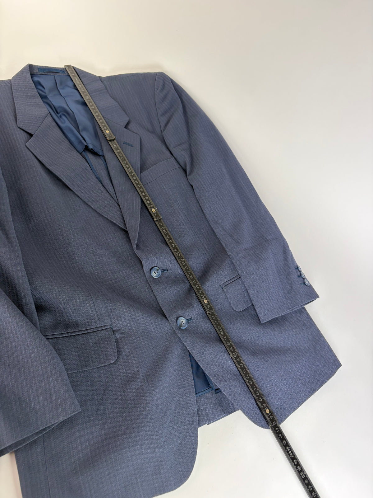 Vintage Givenchy Men's Light Blue Suit Set Dark Blue Lining M