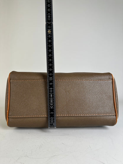 Vintage Courreges Textured Leather Handbag Brown Gold