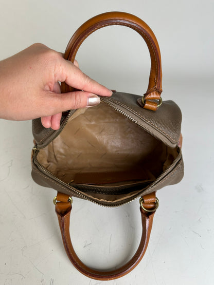 Vintage Courreges Textured Leather Handbag Brown Gold