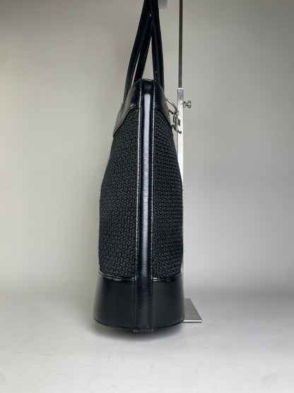 Vintage Courreges Mesh and Leather Tote Black Silver