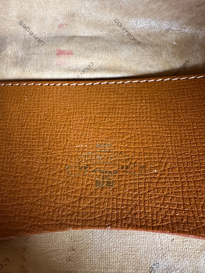 Vintage Courreges Textured Leather Handbag Brown Gold