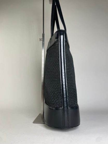Vintage Courreges Mesh and Leather Tote Black Silver