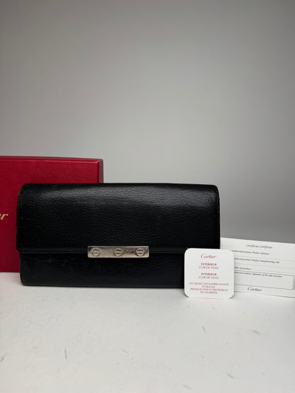 Vintage Cartier Leather Wallet Black