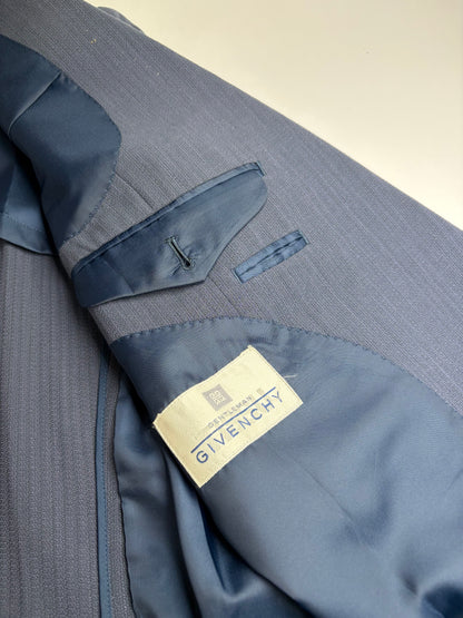 Vintage Givenchy Men's Light Blue Suit Set Dark Blue Lining M