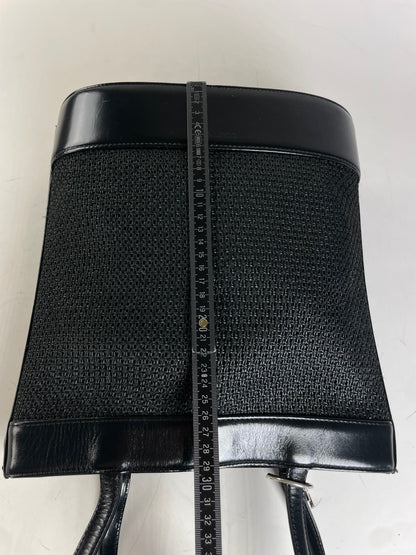 Vintage Courreges Mesh and Leather Tote Black Silver