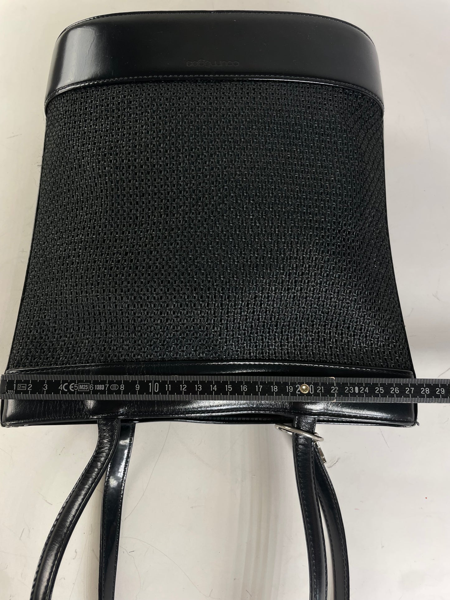 Vintage Courreges Mesh and Leather Tote Black Silver
