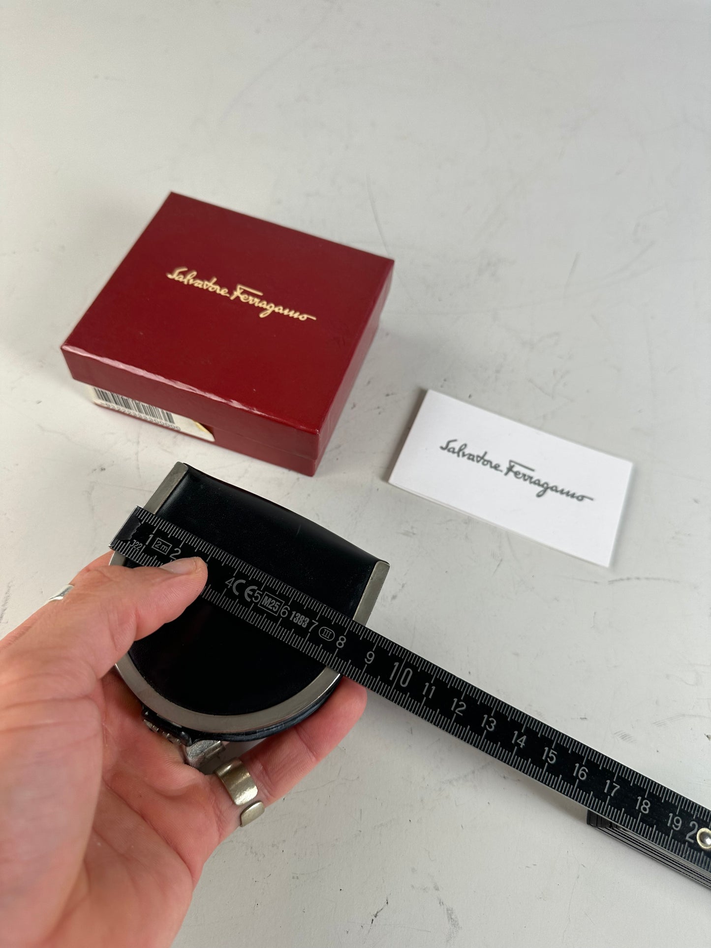 Vintage Ferragamo Leather Coin Purse Black Silver Clasp