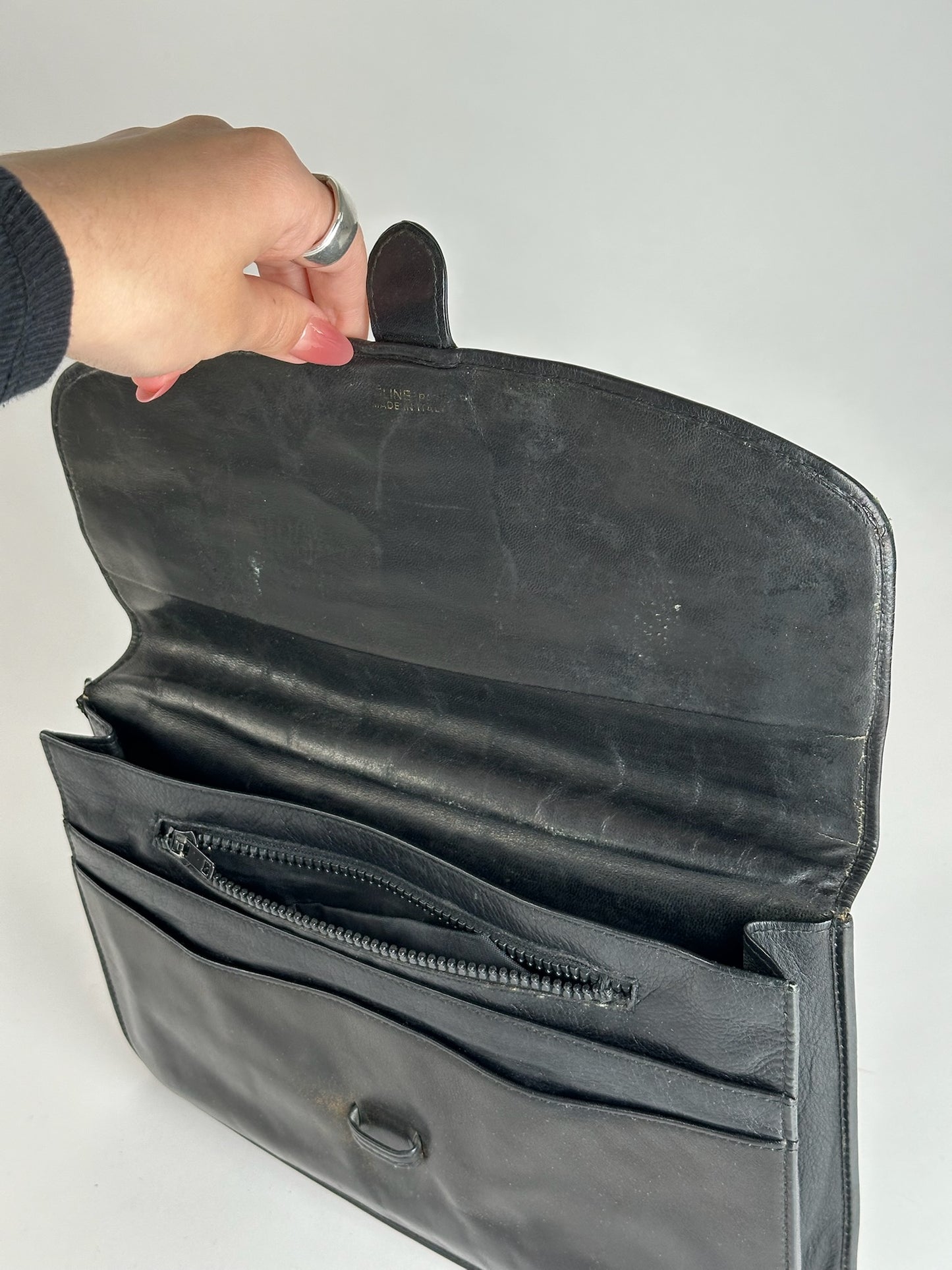 Vintage Celine Paris Leather clutch Black