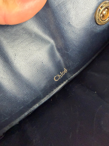 Vintage Chloé Structured Epi Leather Top-Handle Bag Late 1980s Navy