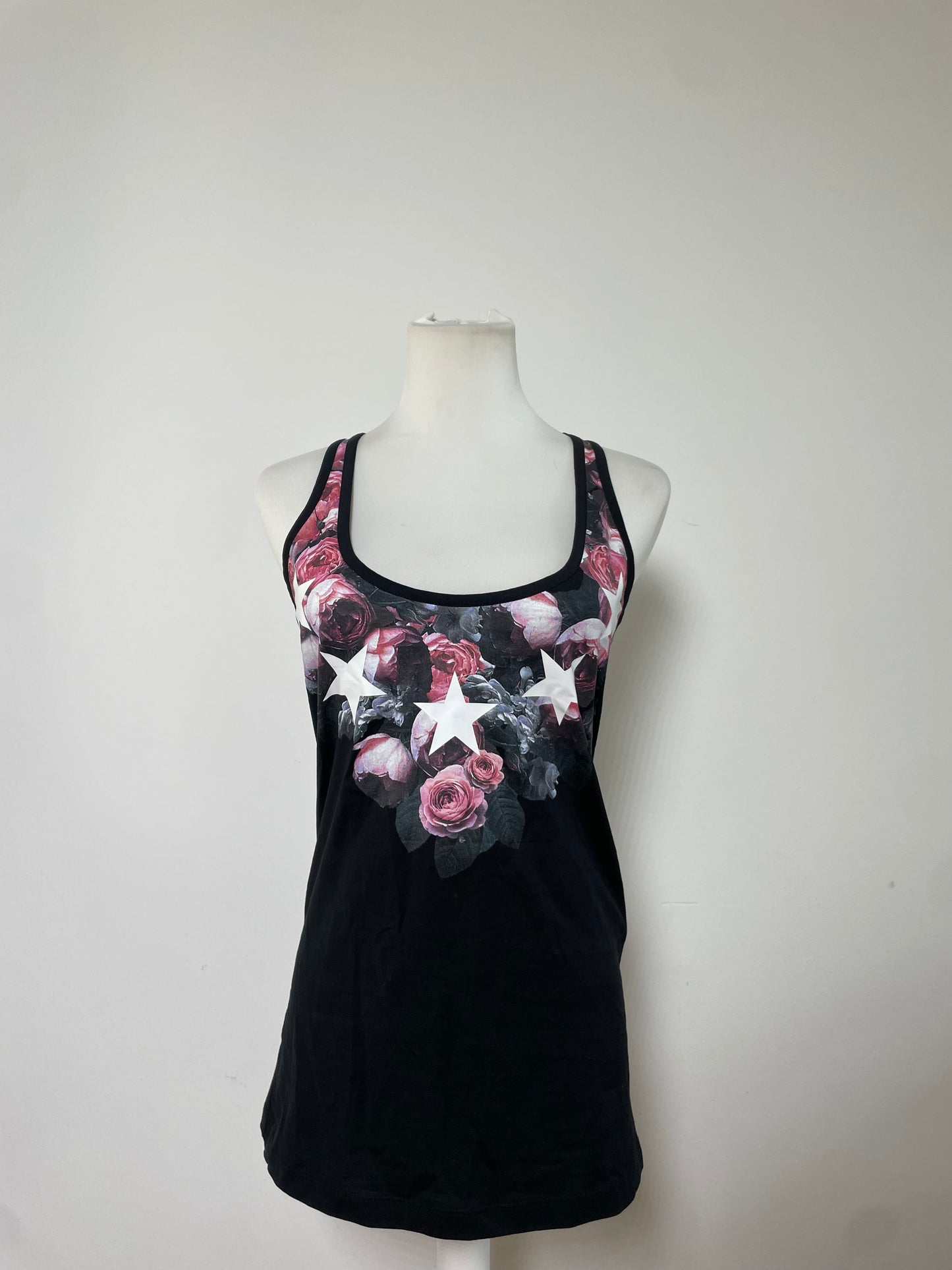 Vintage Givenchy Cotton Floral Star Print Tank Top Black XS