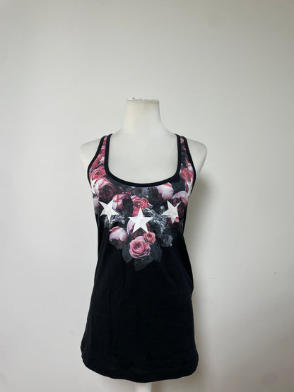 Vintage Givenchy Cotton Floral Star Print Tank Top Black XS