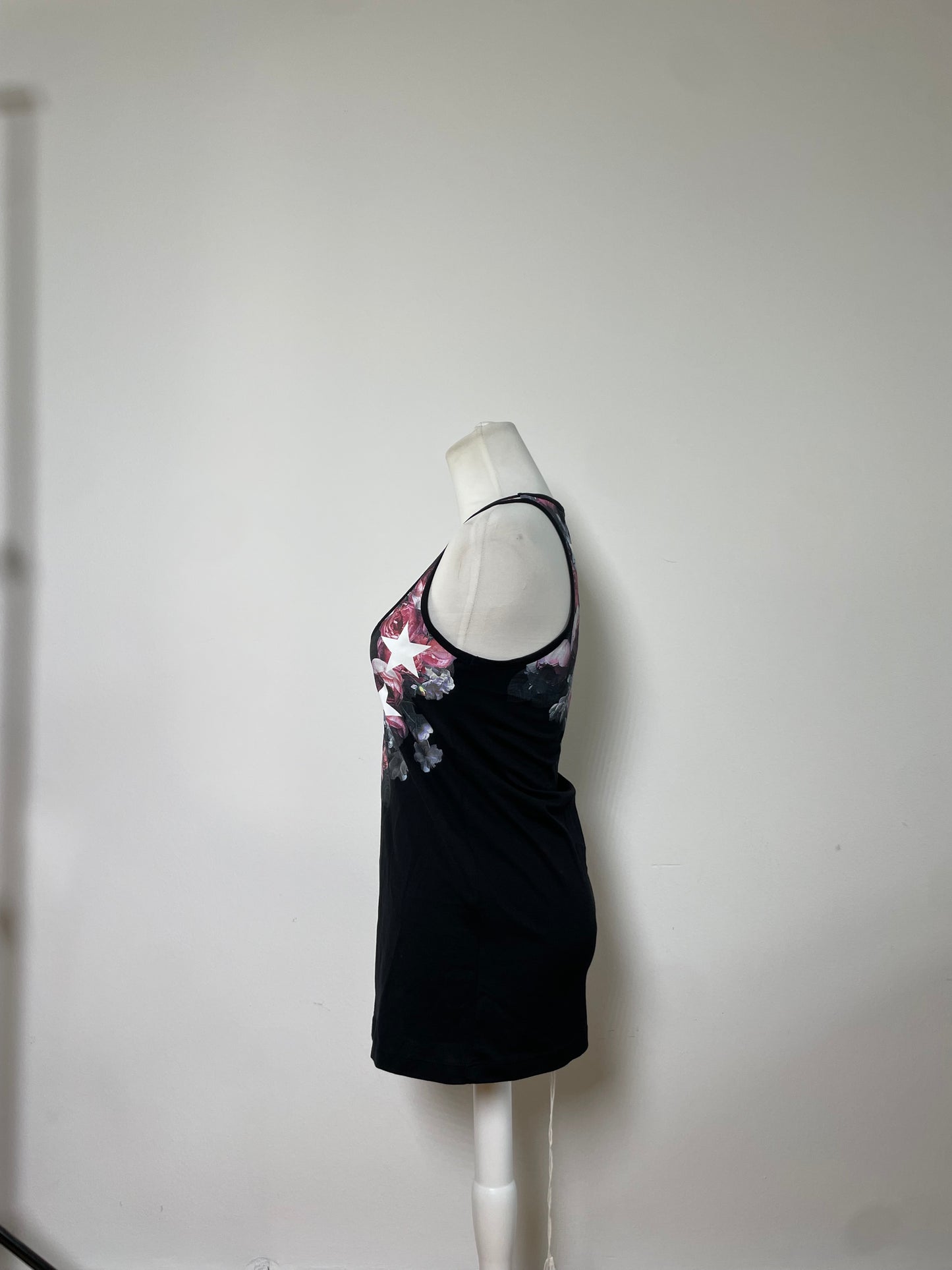 Vintage Givenchy Cotton Floral Star Print Tank Top Black XS