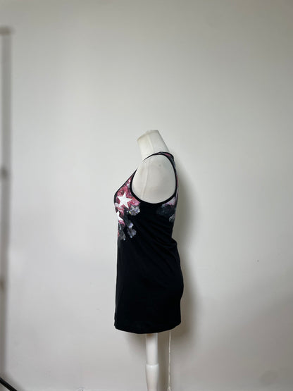 Vintage Givenchy Cotton Floral Star Print Tank Top Black XS