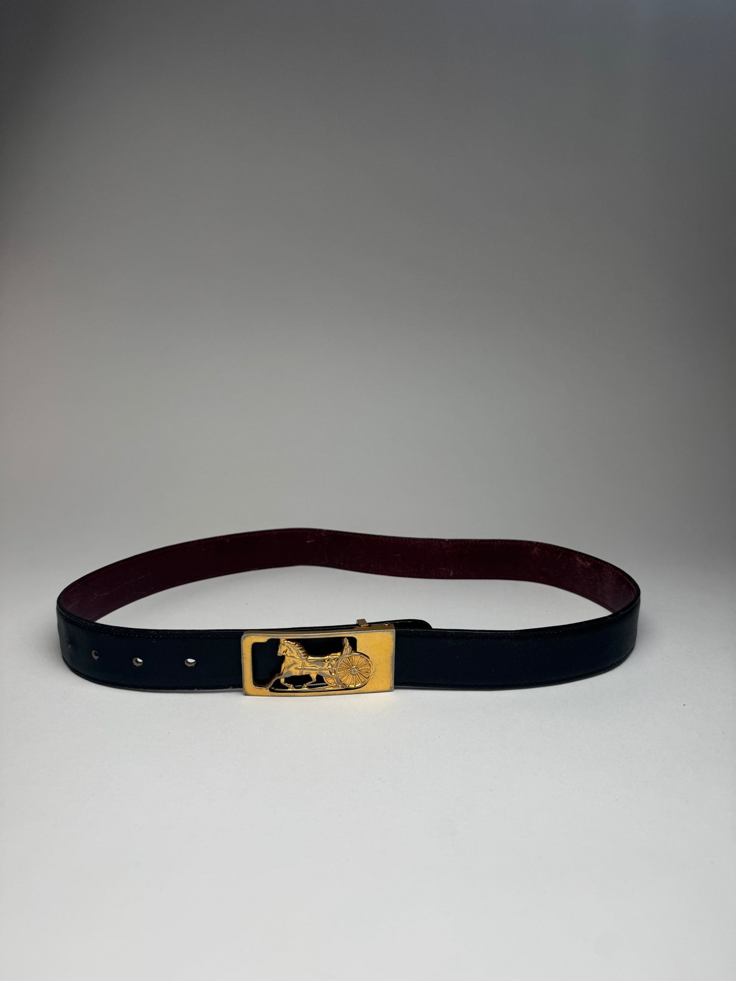 Vintage Celine Paris Leather belt Black burgundy
