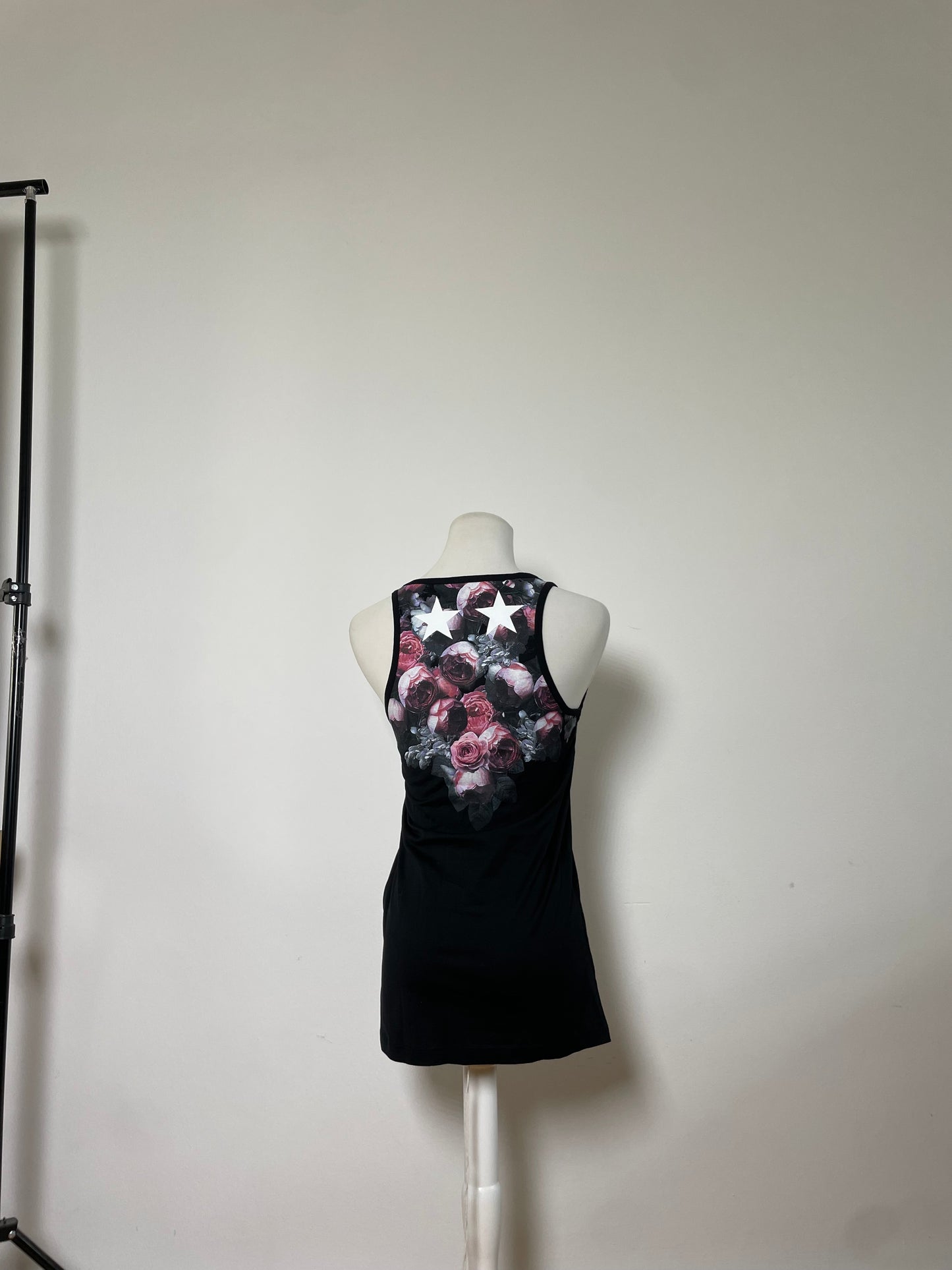 Vintage Givenchy Cotton Floral Star Print Tank Top Black XS