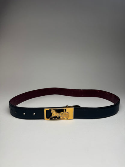Vintage Celine Paris Leather belt Black burgundy