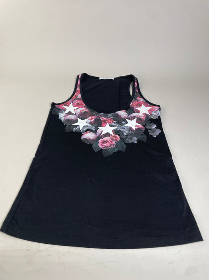 Vintage Givenchy Cotton Floral Star Print Tank Top Black XS