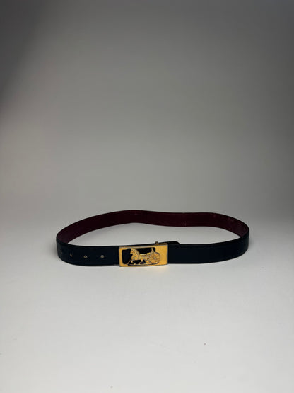 Vintage Celine Paris Leather belt Black burgundy
