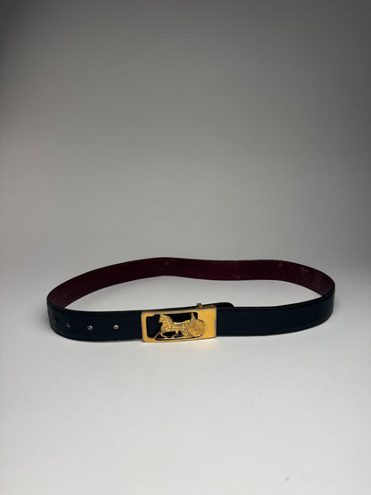 Vintage Celine Paris Leather belt Black burgundy