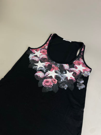 Vintage Givenchy Cotton Floral Star Print Tank Top Black XS