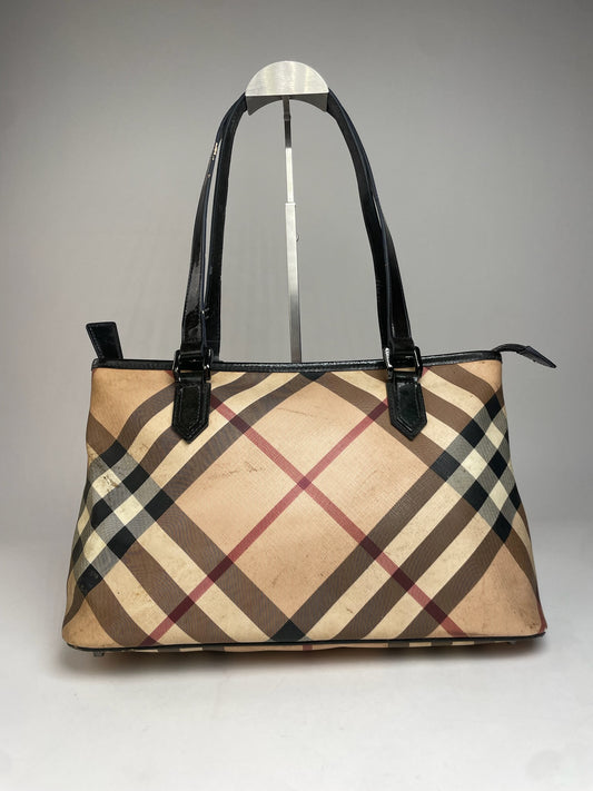 Vintage Burberry Nova Check Leather Handbag