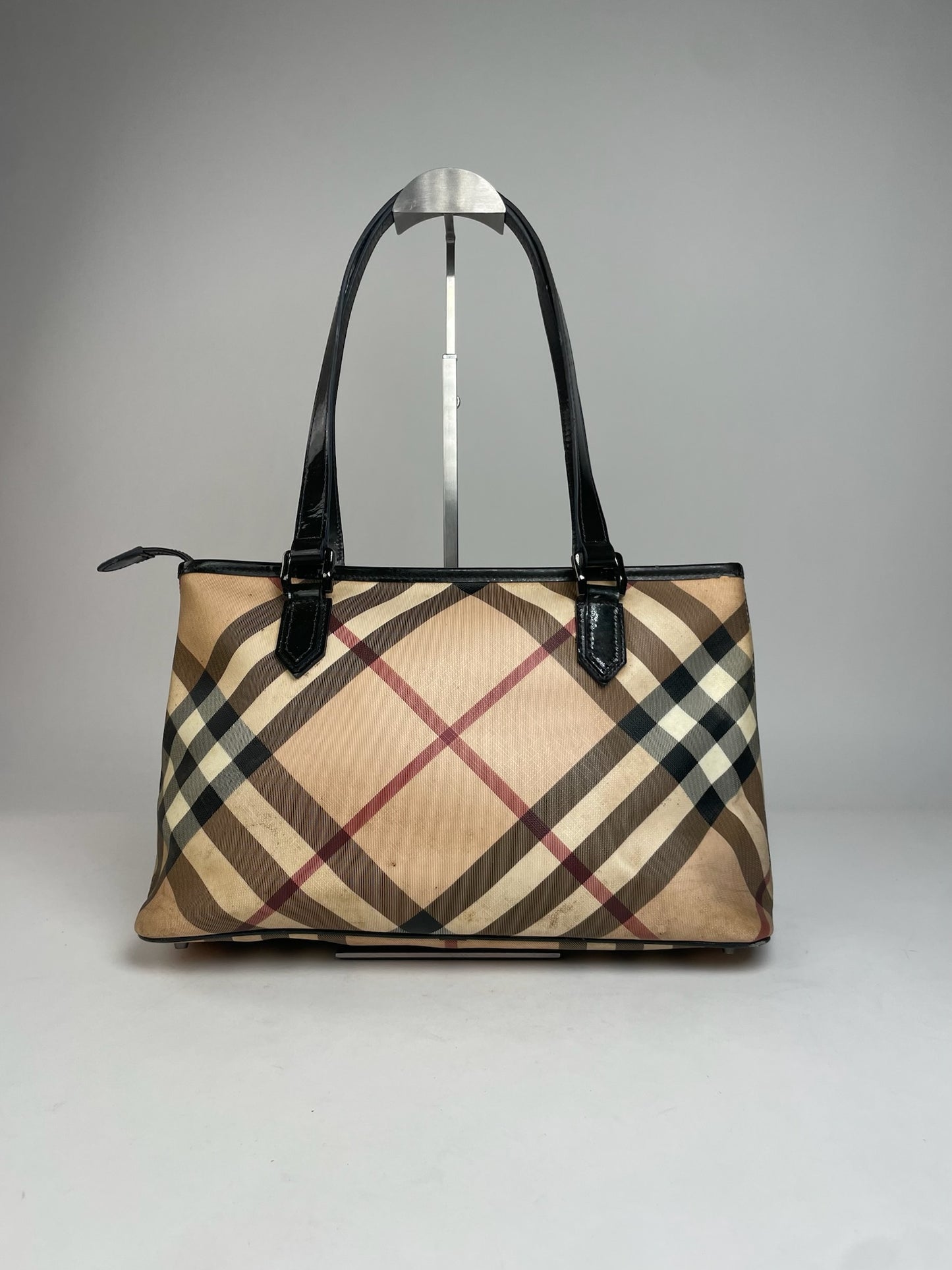 Vintage Burberry Nova Check Leather Handbag