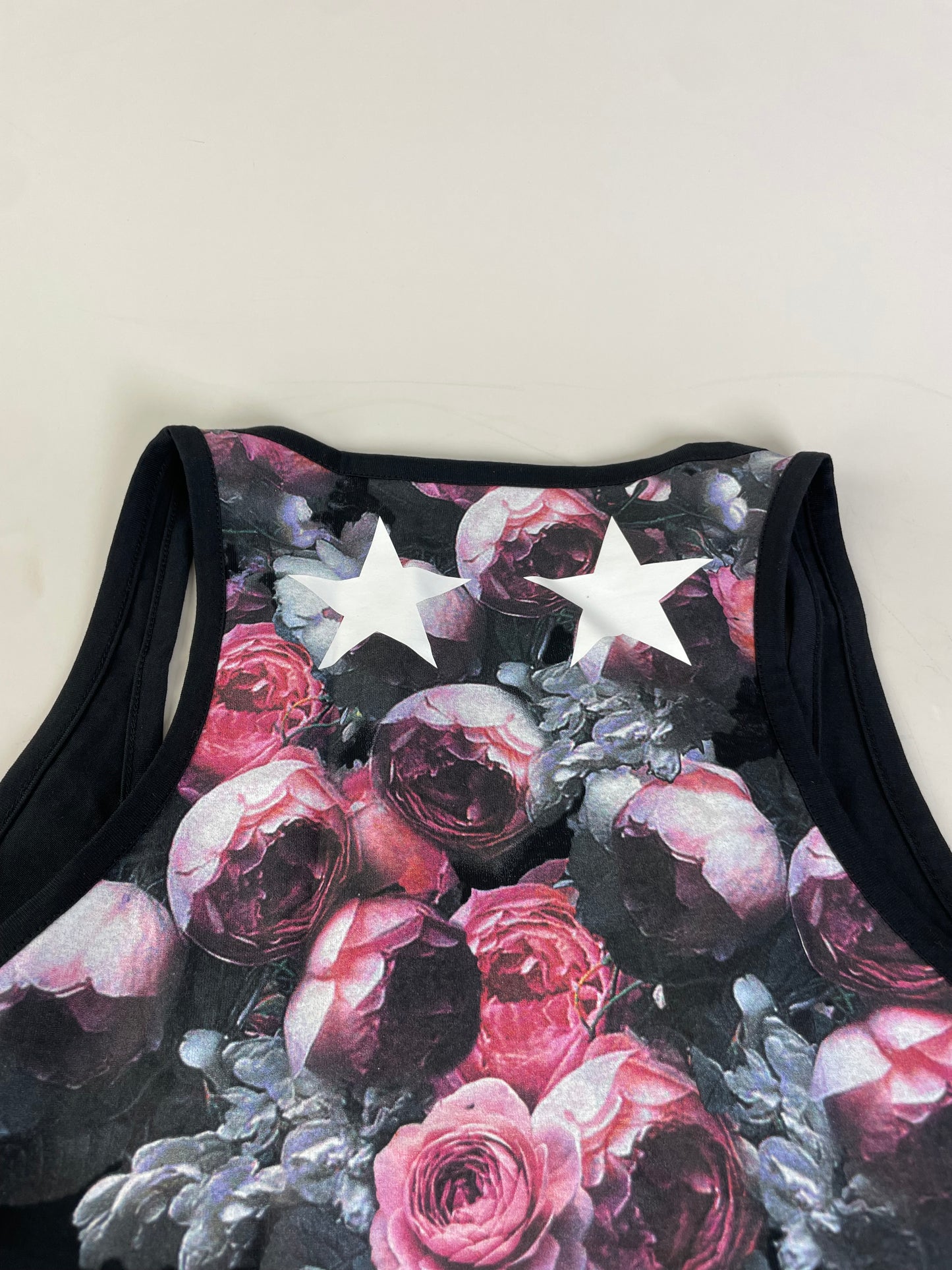 Vintage Givenchy Cotton Floral Star Print Tank Top Black XS