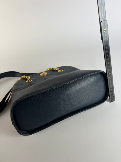 Vintage Chloé Structured Epi Leather Top-Handle Bag Late 1980s Navy