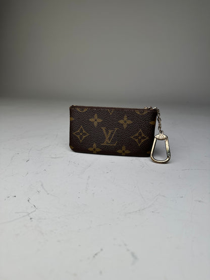 Vintage Louis Vuitton Monogram Canvas Key Pouch Brown Silver