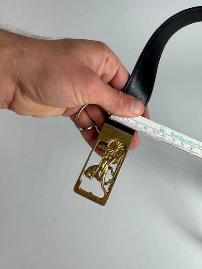 Vintage Celine Paris Leather belt Black burgundy