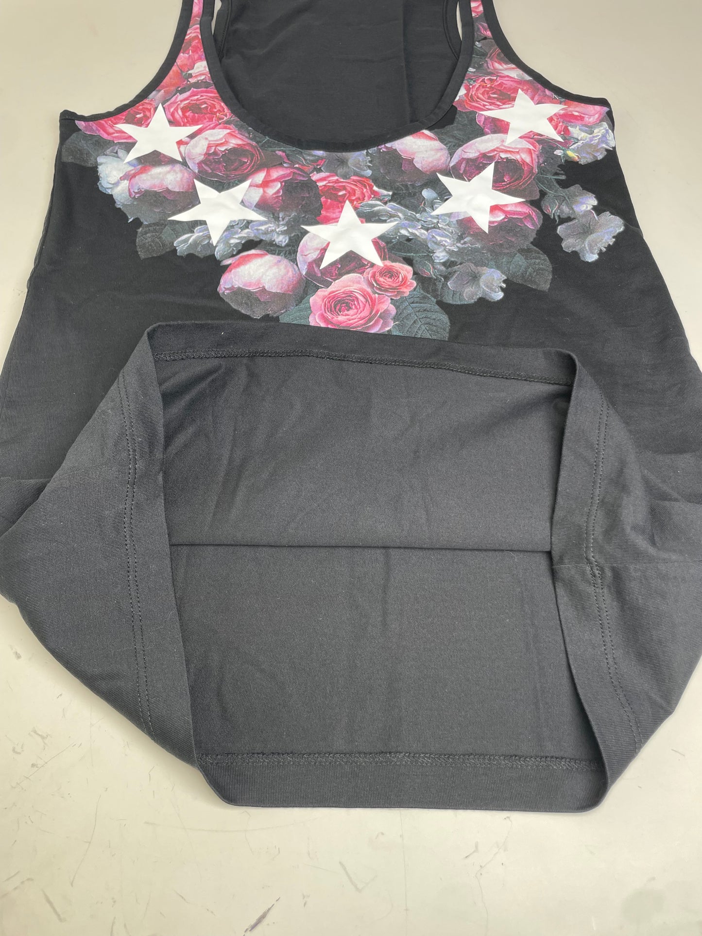 Vintage Givenchy Cotton Floral Star Print Tank Top Black XS
