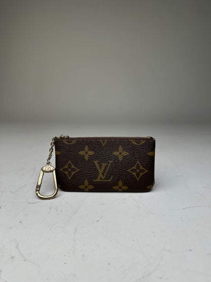 Vintage Louis Vuitton Monogram Canvas Key Pouch Brown Silver