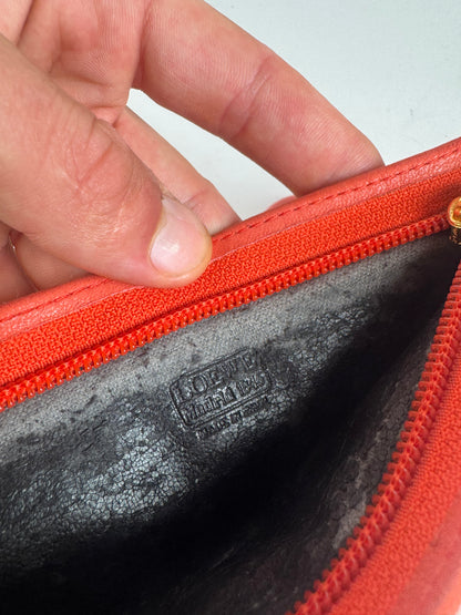 Vintage loewe Madrid Leather cosmetic Pouch red