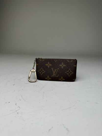 Vintage Louis Vuitton Monogram Canvas Key Pouch Brown Silver