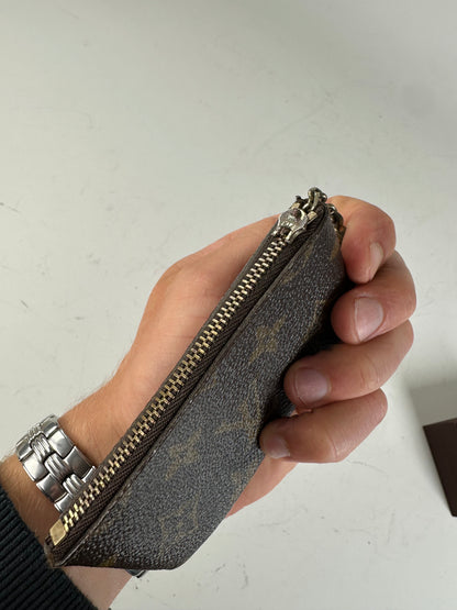 Vintage Louis Vuitton Monogram Canvas Key Pouch Brown Silver