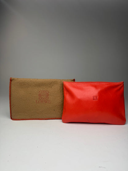 Vintage loewe Madrid Leather cosmetic Pouch red