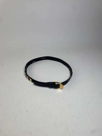 Vintage Ferragamo Leather Belt Black Gold