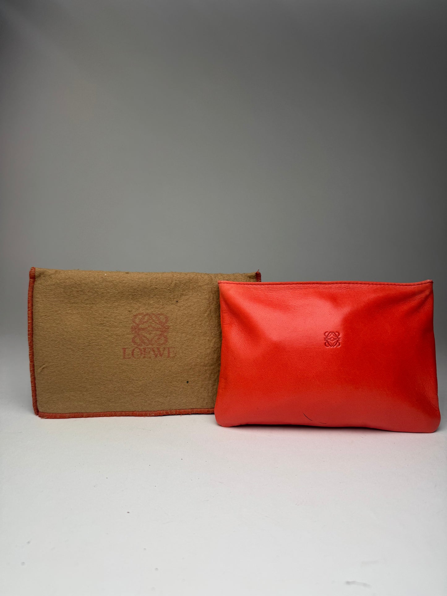 Vintage loewe Madrid Leather cosmetic Pouch red