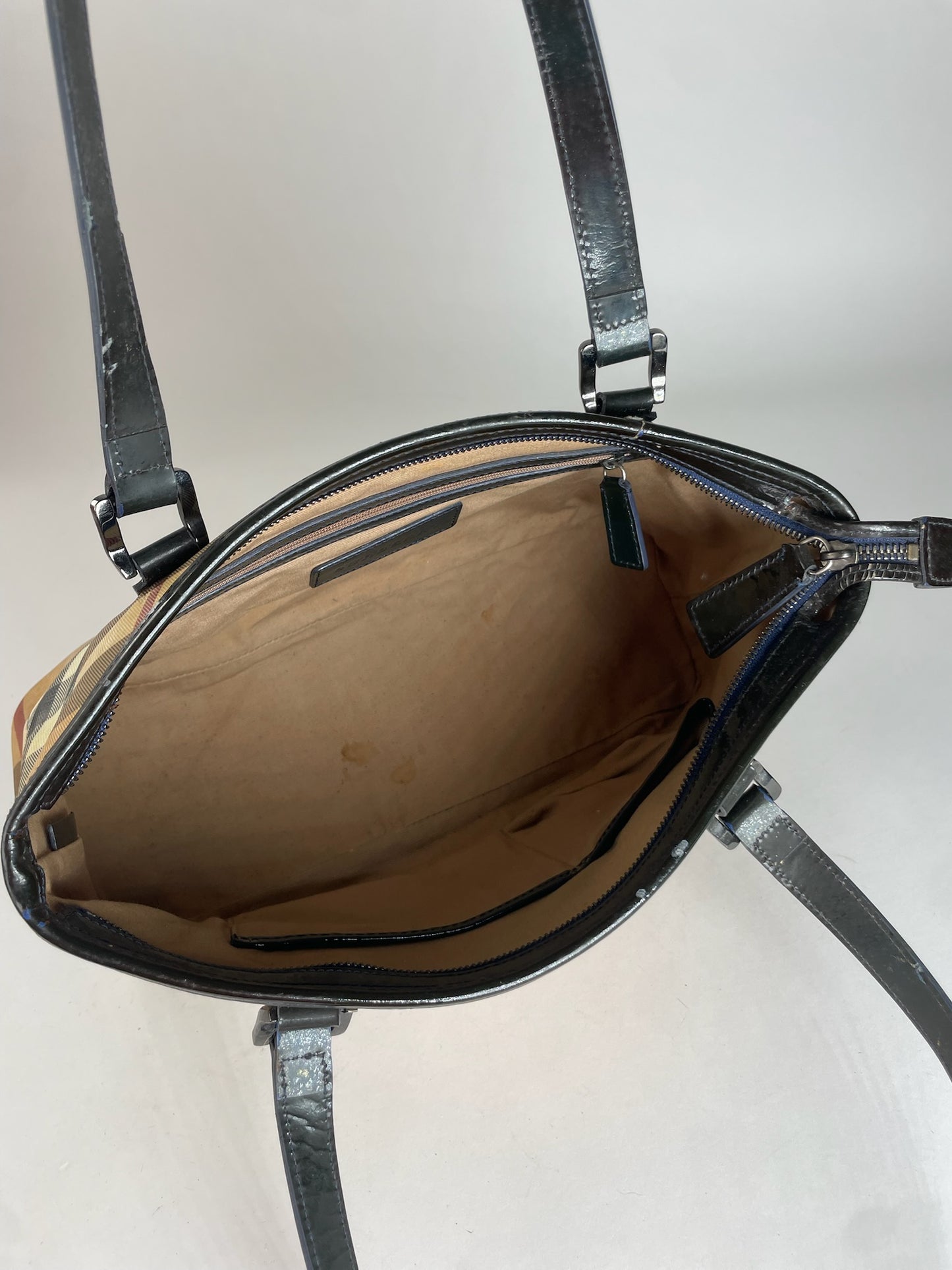 Vintage Burberry Nova Check Leather Handbag